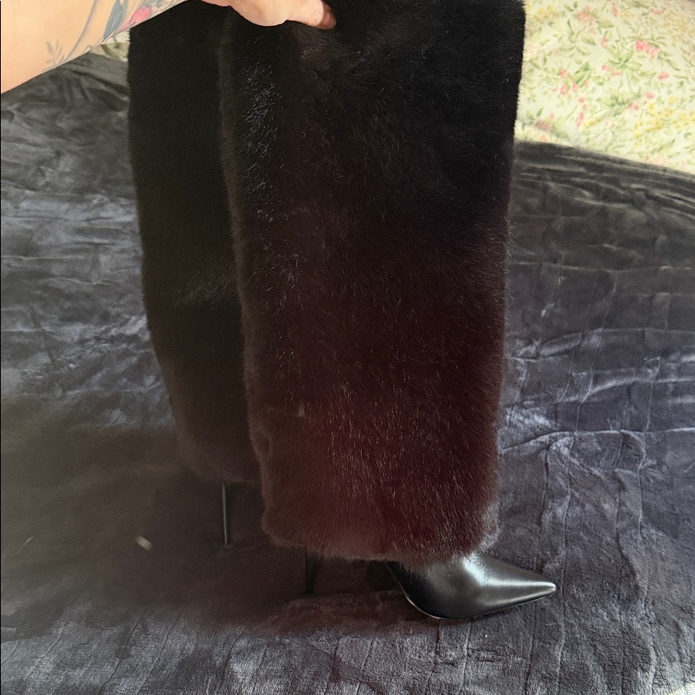 Steve Madden Black Fur Heeled Boots